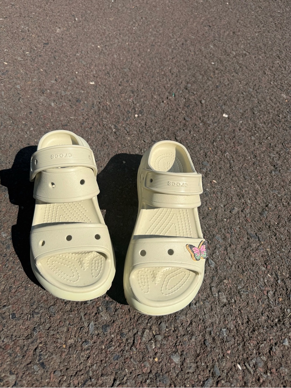 CROCS Cream Casual Adjustable Strap Sandals